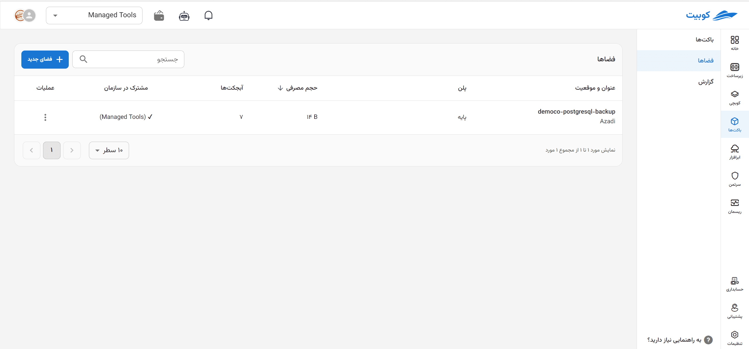 Create Space: space page