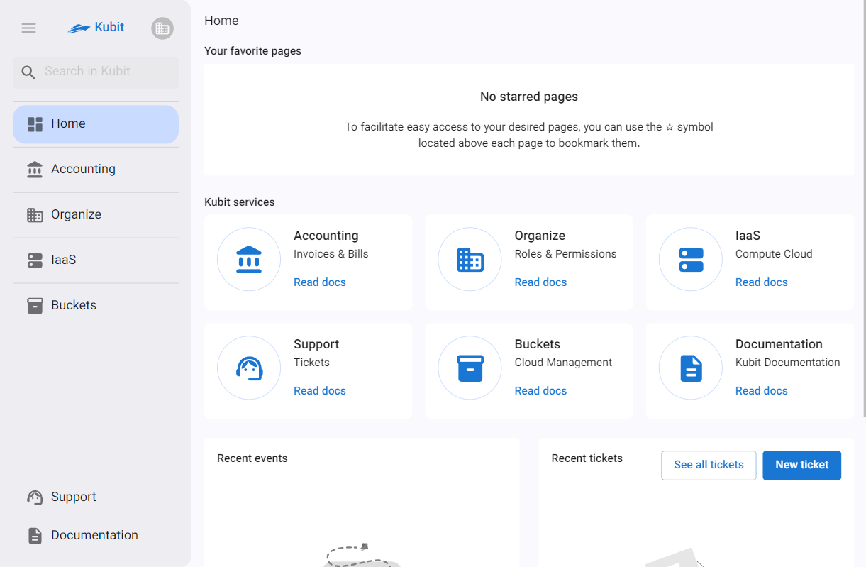 Organization: panel after register