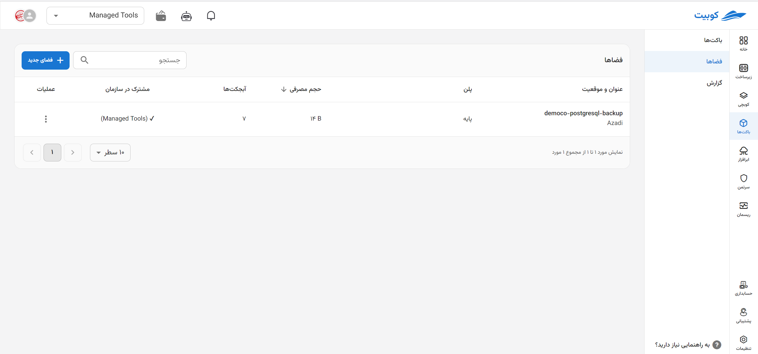 Create Space: space page