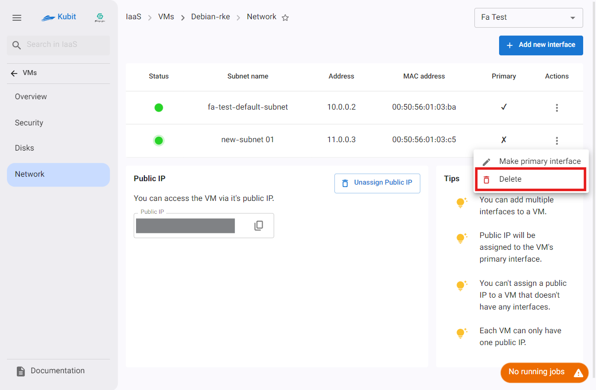 VM: remove subnet btn