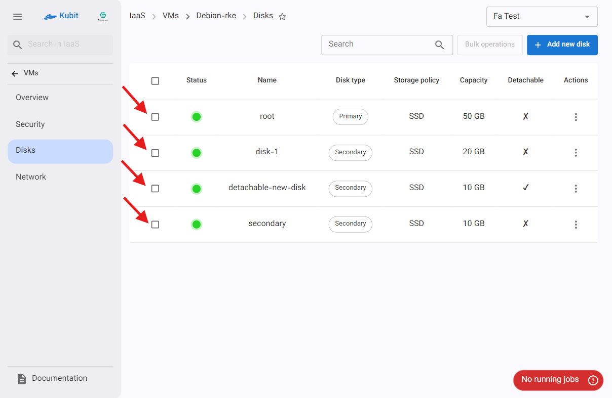 VM: select disks