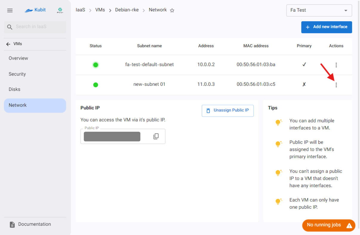 Subnets: options btn