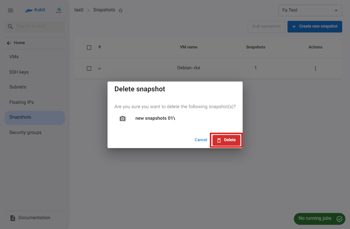 Snapshots: confirm remove