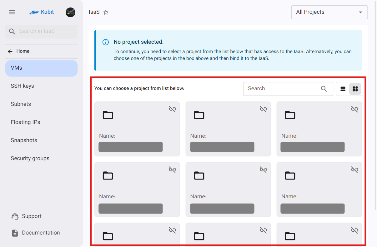 IaaS: select projects