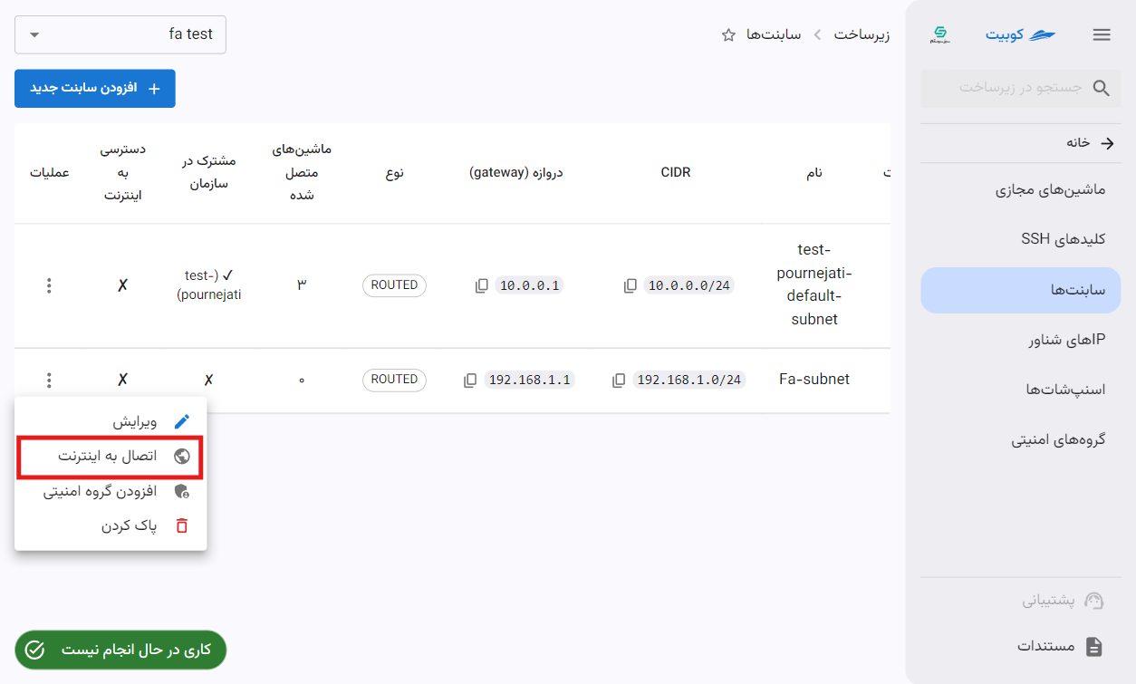 Subnets: connect to internet